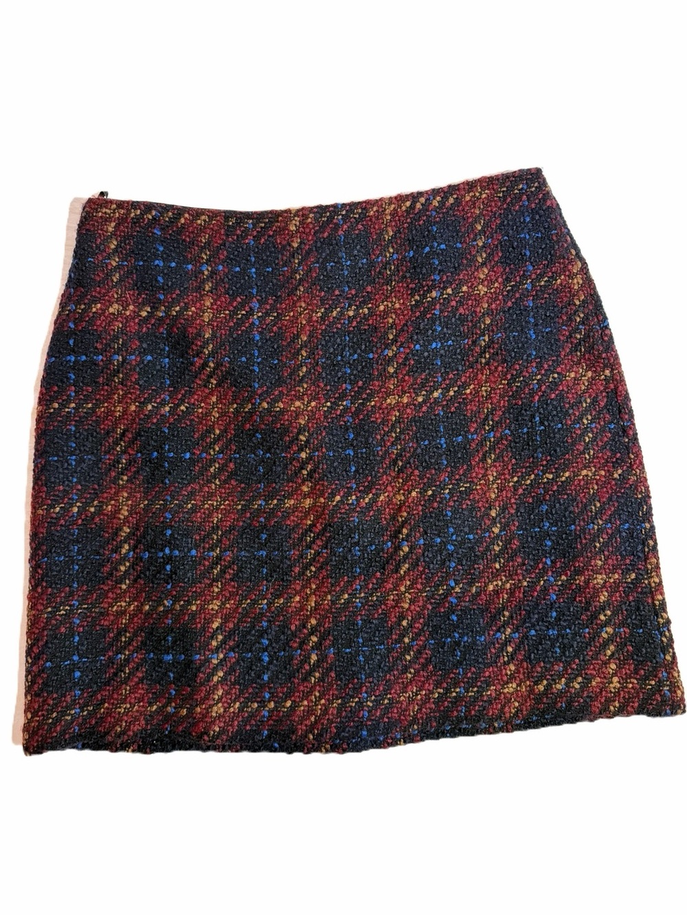 Plaid Tweed Mini Skirt in Black and Red